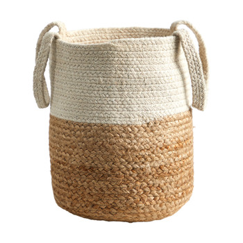 12.5 Handmade Natural Jute and Cotton Basket - SKU #0324-S1
