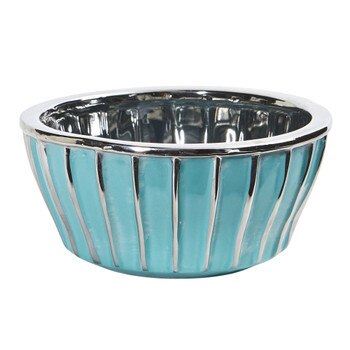 7.25 Teal Vase with Silver Burnishing - SKU #0755-S1