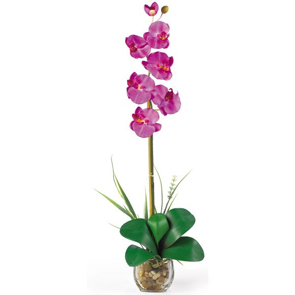 Single Phalaenopsis Liquid Illusion Silk Flower Arrangement - SKU #1104-DP - 1