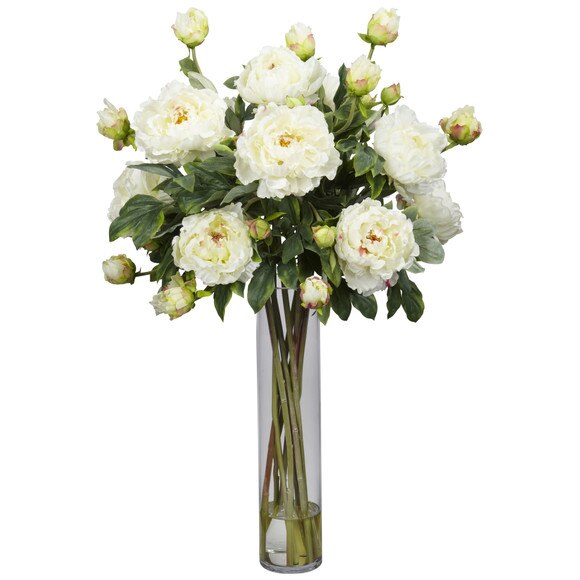 Peony w/Cylinder Silk Flower Arrangement - SKU #1230 - 1