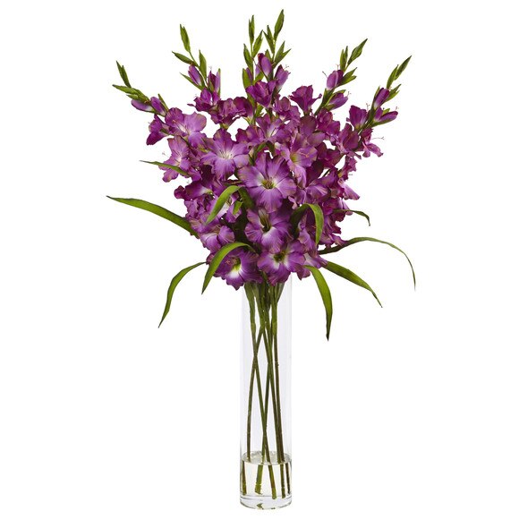 Large Gladiola w/Cylinder Vase Silk Arrangement - SKU #1240-PP - 2