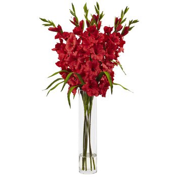 Large Gladiola w/Cylinder Vase Silk Arrangement - SKU #1240-PP