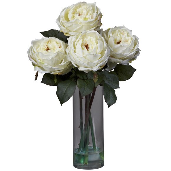 Fancy Rose w/Cylinder Vase Silk Flower Arrangement - SKU #1247 - 2