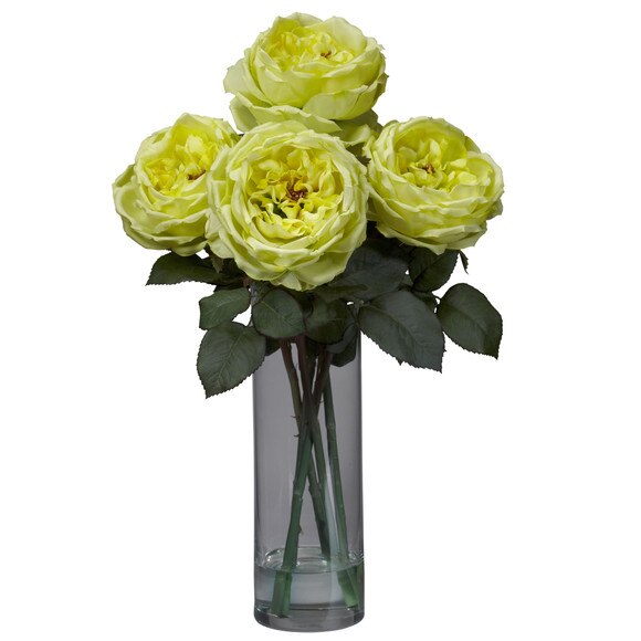 Fancy Rose w/Cylinder Vase Silk Flower Arrangement - SKU #1247 - 3