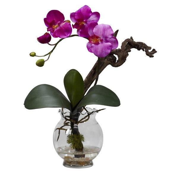Mini Phalaenopsis w/Fluted Vase Silk Flower Arrangement - SKU #1277 - 2