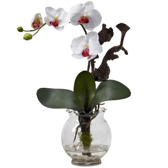 Mini Phalaenopsis w/Fluted Vase Silk Flower Arrangement - SKU #1277 - 1