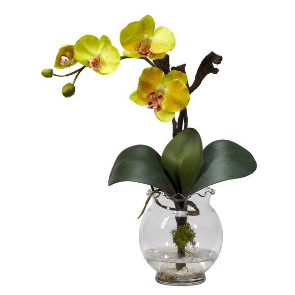 Mini Phalaenopsis w/Fluted Vase Silk Flower Arrangement - SKU #1277 - 3