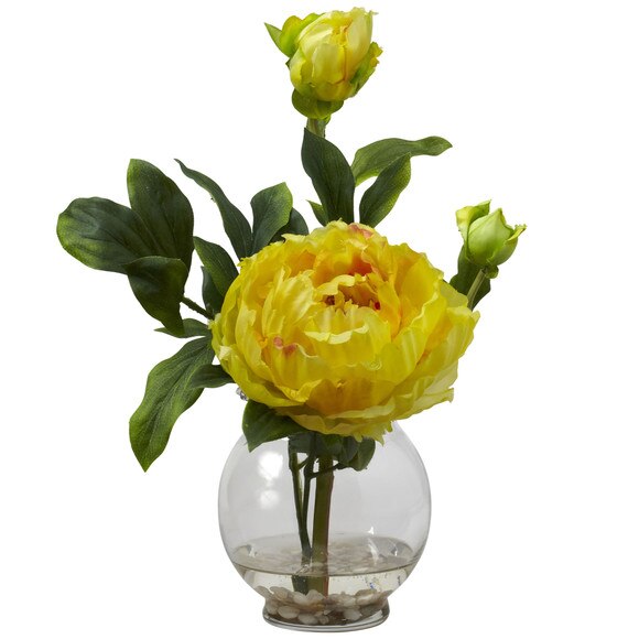 Peony w/Fluted Vase Silk Flower Arrangement - SKU #1278 - 2