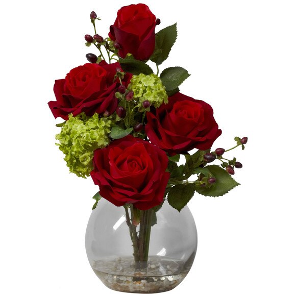 Rose Hydrangea Silk Flower Arrangement - SKU #1284