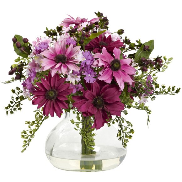 Mixed Daisy Arrangement w/Vase - SKU #1354-PK