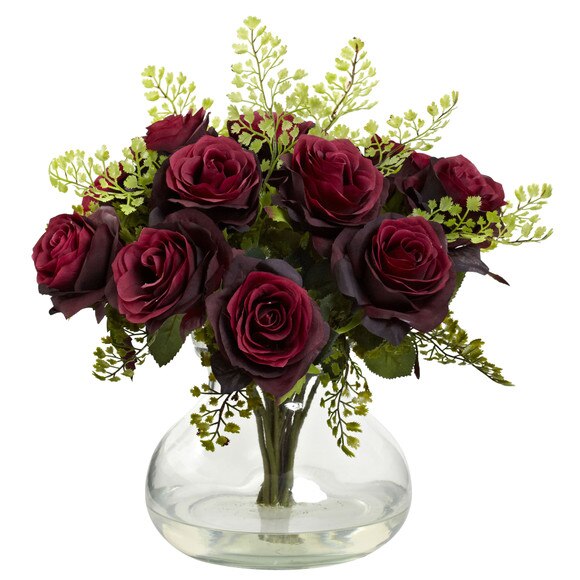 Rose Maiden Hair Arrangement w/Vase - SKU #1366 - 3