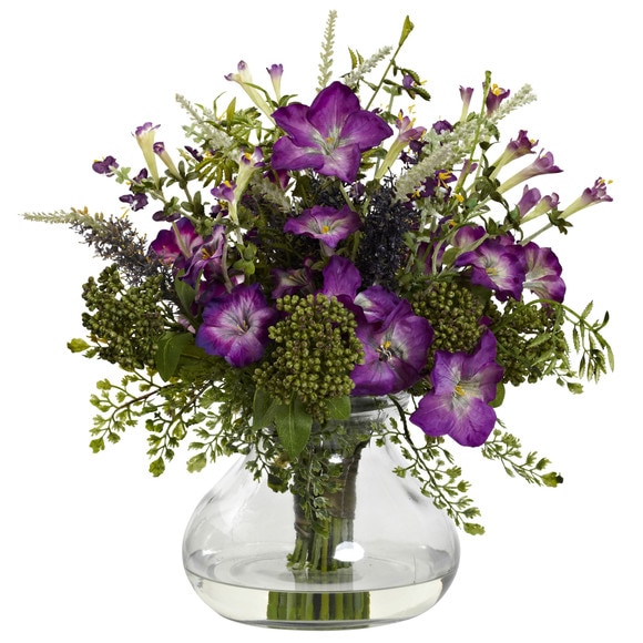 Large Mixed Morning Glory w/Vase - SKU #1375