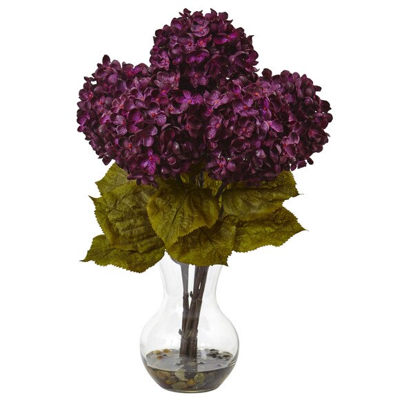 Hydrangea with Vase Silk Flower Arrangement - SKU #1440-RU - 1
