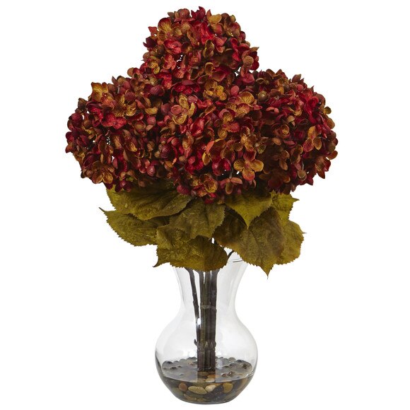 Hydrangea with Vase Silk Flower Arrangement - SKU #1440-RU