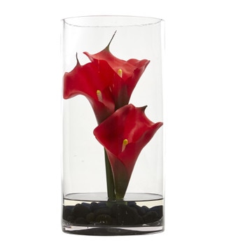 12 Calla Lily Artificial Arrangement in Cylinder Glass - SKU #1521