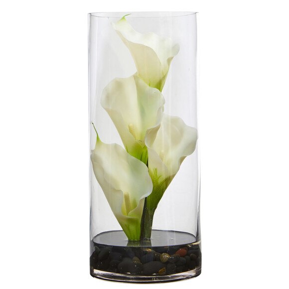 14 Calla Lily Artificial Arrangement in Cylinder Glass - SKU #1522 - 2