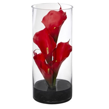 14 Calla Lily Artificial Arrangement in Cylinder Glass - SKU #1522