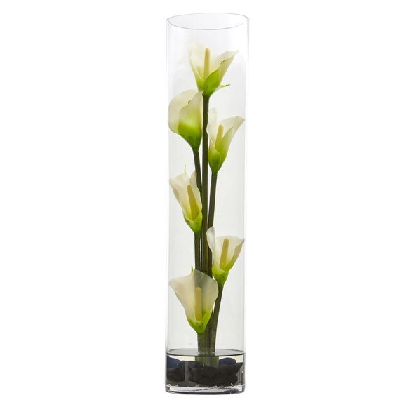 18 Mini Cally Lily Artificial Arrangement in Cylinder Glass - SKU #1527 - 3
