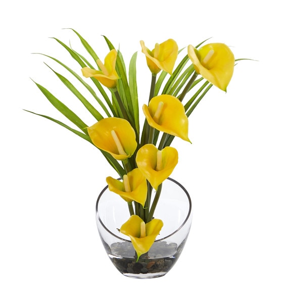 15.5 Calla Lily and Grass Artificial Arrangement in Vase - SKU #1530 - 2
