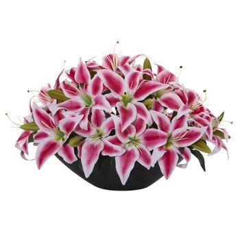 Lily Centerpiece Artificial Floral Arrangement - SKU #1531-BU