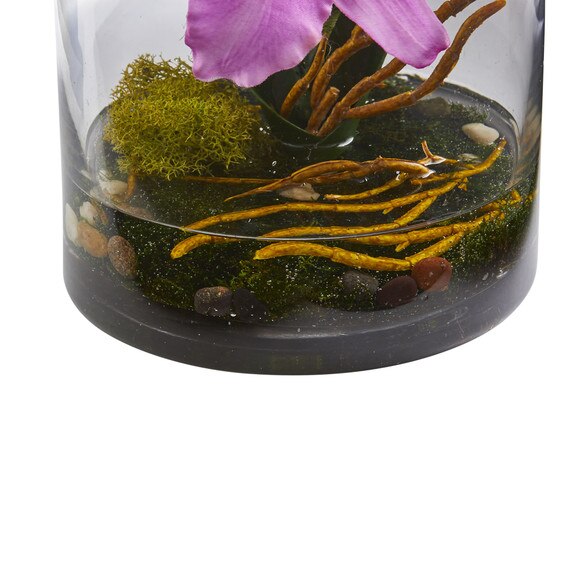 20 Cattleya Orchid Artificial Floral Arrangement in Cylinder Vase - SKU #1540-WH - 1