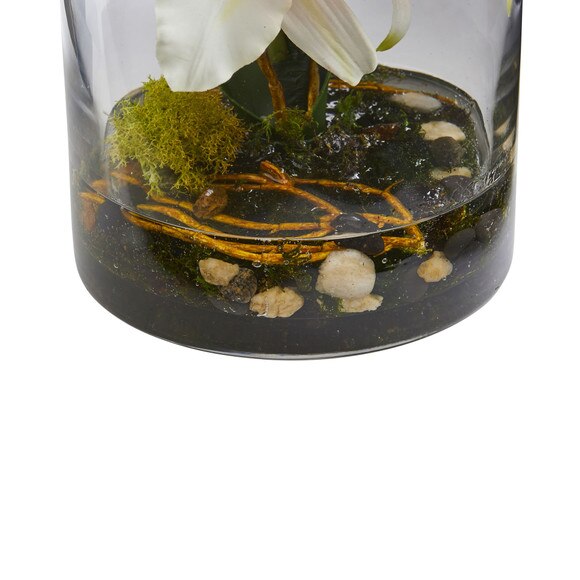 20 Cattleya Orchid Artificial Floral Arrangement in Cylinder Vase - SKU #1540-WH - 3