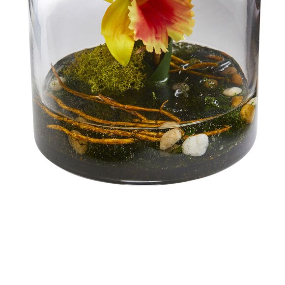 20 Cattleya Orchid Artificial Floral Arrangement in Cylinder Vase - SKU #1540-WH - 5