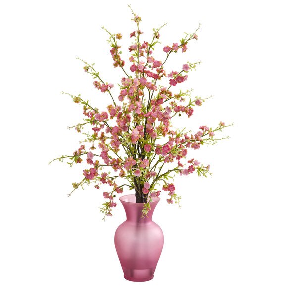 Cherry Blossom Artificial Arrangement in Rose Vase - SKU #1590-PK