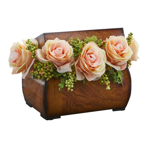 Roses Artificial Arrangement in Decorative Chest - SKU #1591-PE - 8