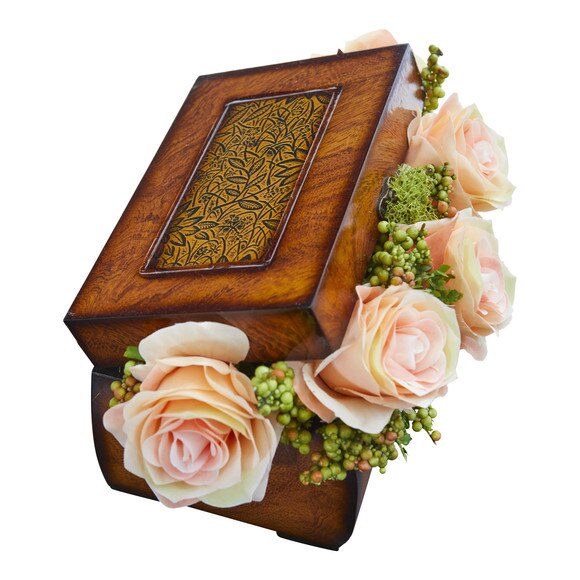 Roses Artificial Arrangement in Decorative Chest - SKU #1591-PE - 9
