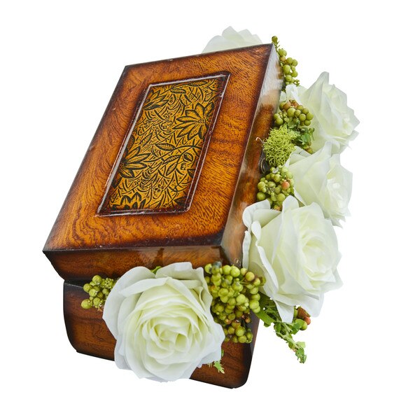 Roses Artificial Arrangement in Decorative Chest - SKU #1591-PE - 3