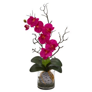 Phalaenopsis Orchid Artificial Arrangement in Vase - SKU #1600