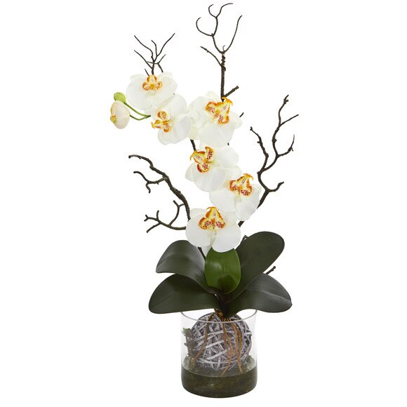 Phalaenopsis Orchid Artificial Arrangement in Vase - SKU #1600-CR - 3