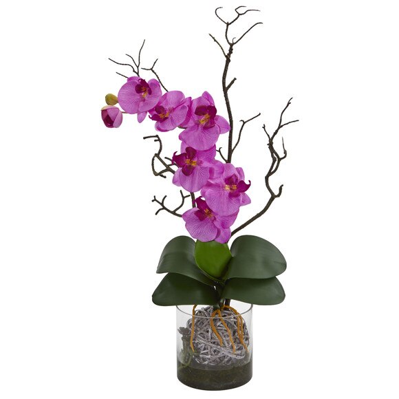 Phalaenopsis Orchid Artificial Arrangement in Vase - SKU #1600-CR - 4