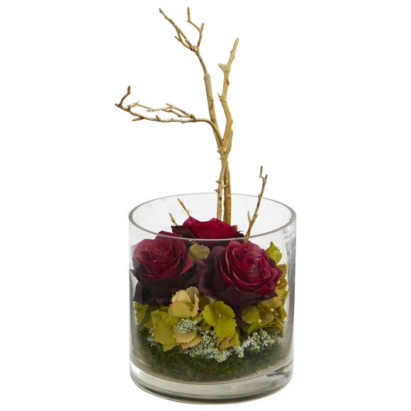Roses Hydrangeas Artificial Arrangement - SKU #1635-BG - 5
