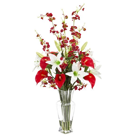 Calla Lily and Cherry Blossom Artificial Arrangement - SKU #1776