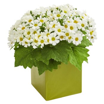 Daisy Artificial Arrangement in Green Vase - SKU #1830-MA