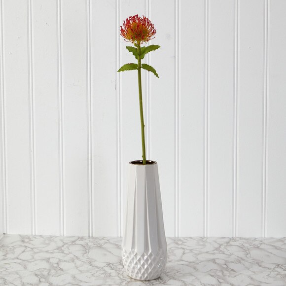 24 Pincushion Artificial Flower Set of 6 - SKU #2360-S6-WH