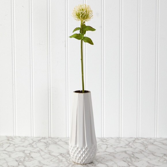 24 Pincushion Artificial Flower Set of 6 - SKU #2360-S6-WH - 1