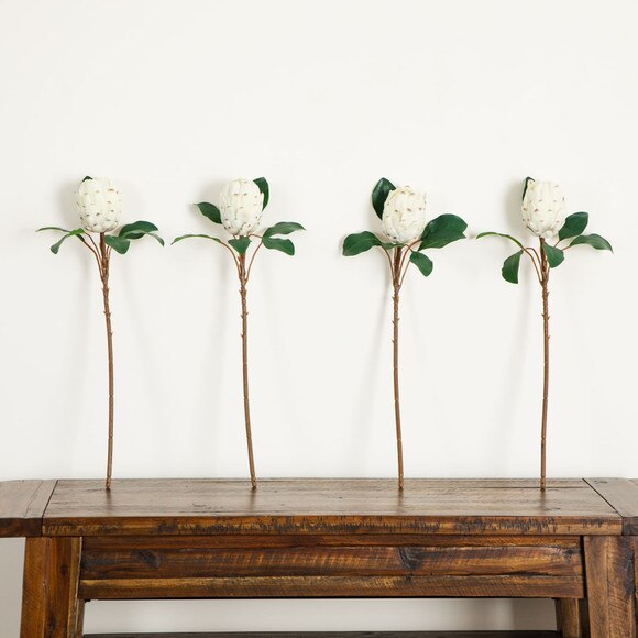 26-in Artificial King Protea Flower Stems - Set of 4 - SKU #2455-S4 - 9