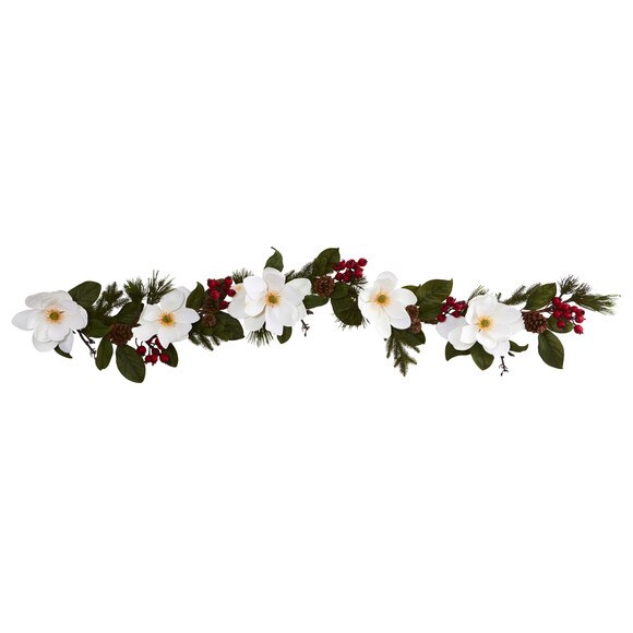 6 Magnolia Pine and Berries Artificial Garland - SKU #4196
