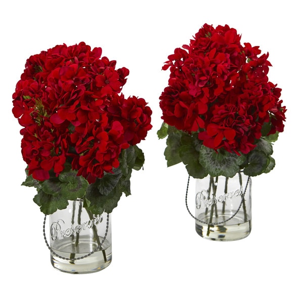 Geranium Artificial Arrangement Set of 2 - SKU #4212-S2