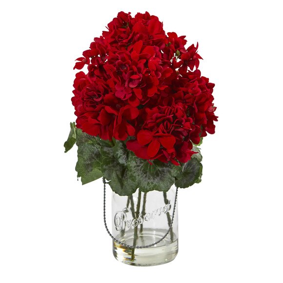 Geranium Artificial Arrangement Set of 2 - SKU #4212-S2 - 1