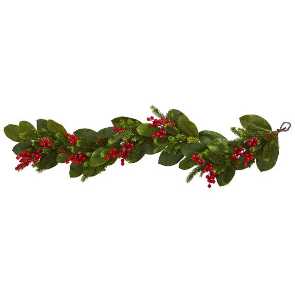 5 Magnolia Berry Pine Artificial Garland - SKU #4265