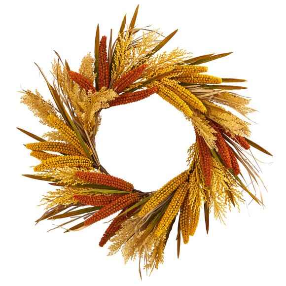 25 Sorghum Harvest Artificial Wreath - SKU #4278