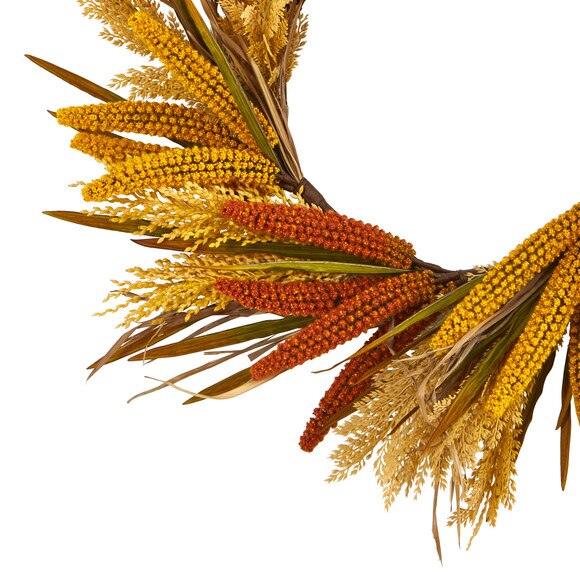 25 Sorghum Harvest Artificial Wreath - SKU #4278 - 1