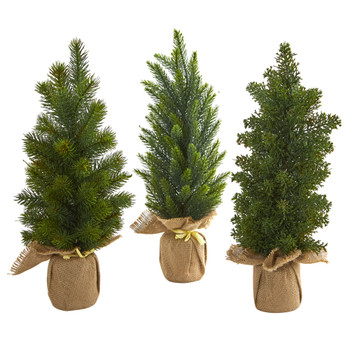 15 Mini Cypress and Pine Artificial Tree Set of 3 - SKU #4287-S3