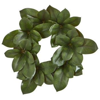 22 Magnolia Leaf Artificial Wreath - SKU #4292