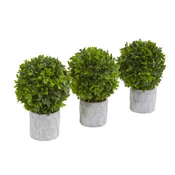 9 Boxwood Artificial Mini Topiary Set of 3 - SKU #4340-S3
