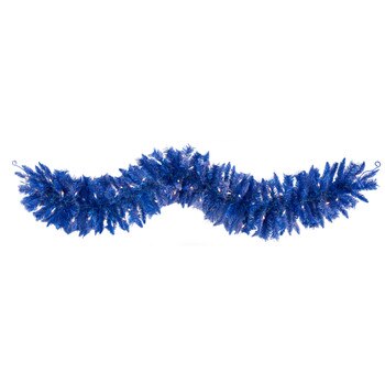 6 Blue Artificial Christmas Garland with 50 Warm White Lights - SKU #4467